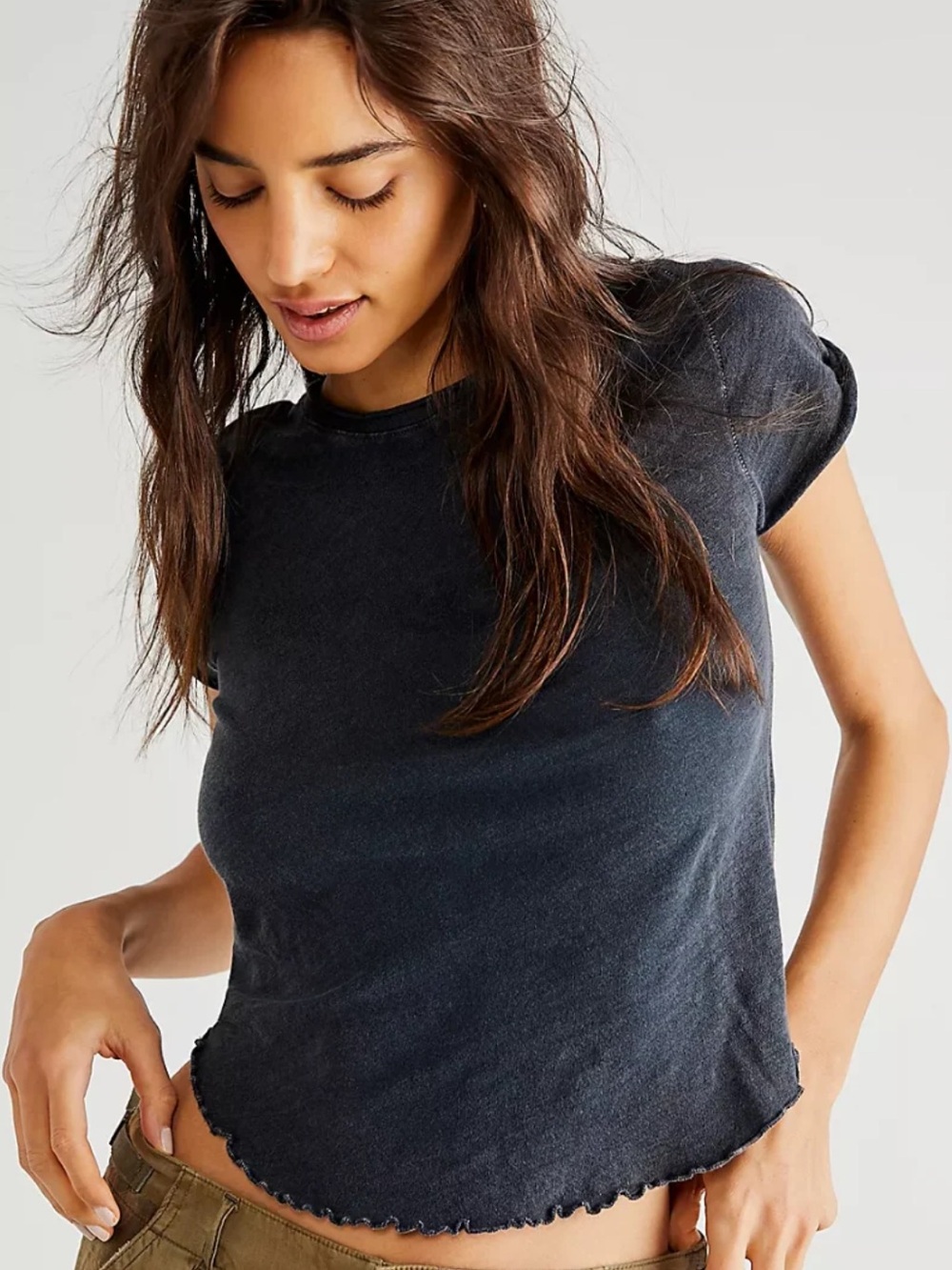 Free People Be My Baby Tee Black Medium